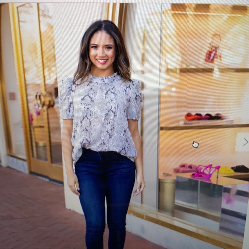 Snake Print Metallic Statement Top | Xs - image 2